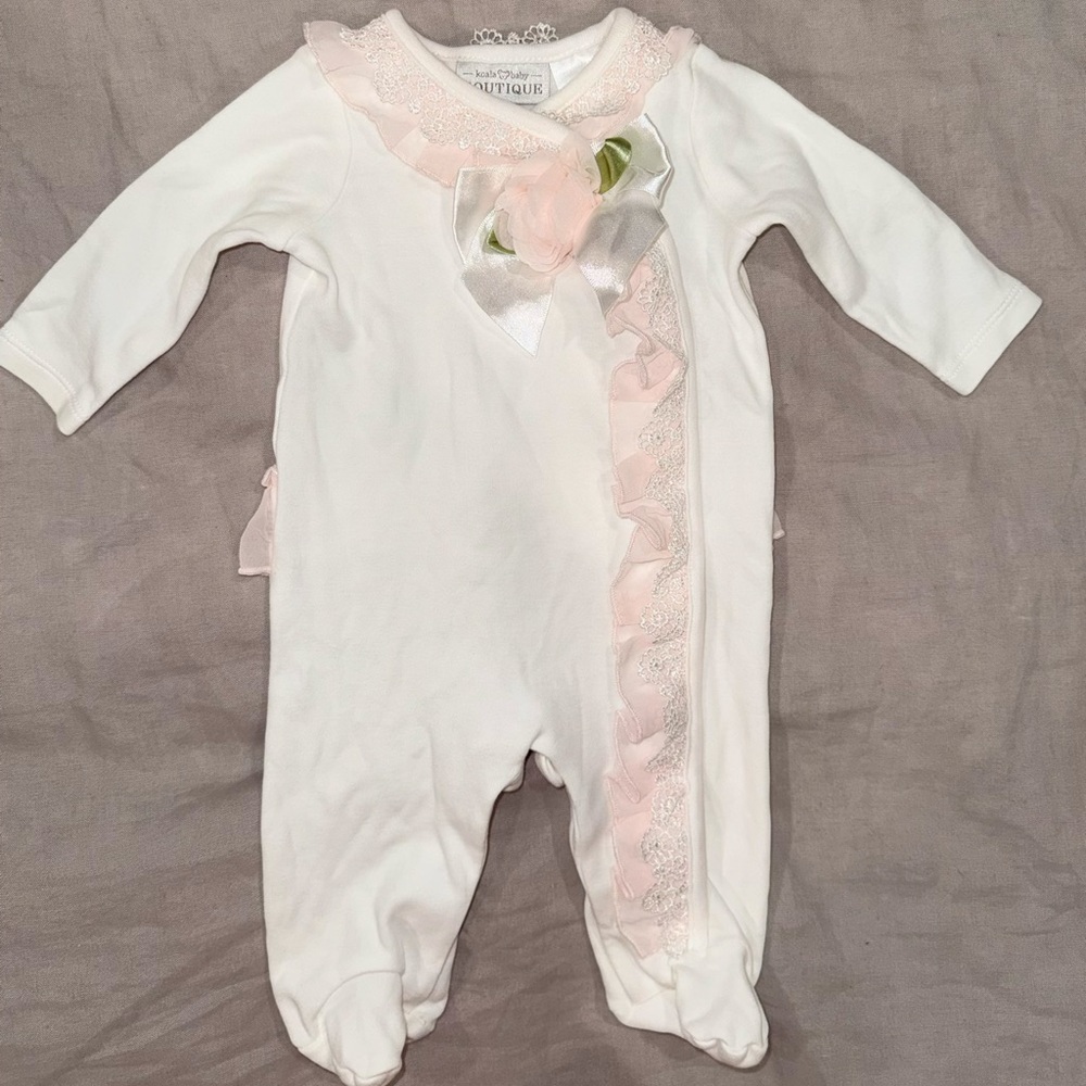 Koala Baby Pink and White Footed Sleeper